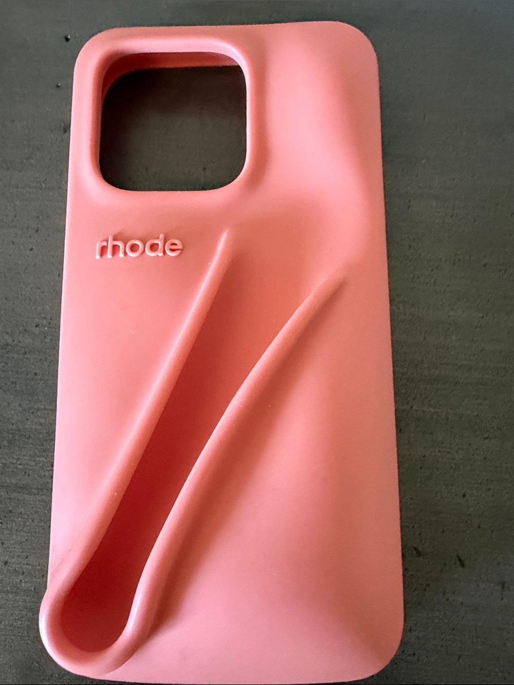 RHODE Coral Pink Silicone Phone Case with Integrated Hand Loop